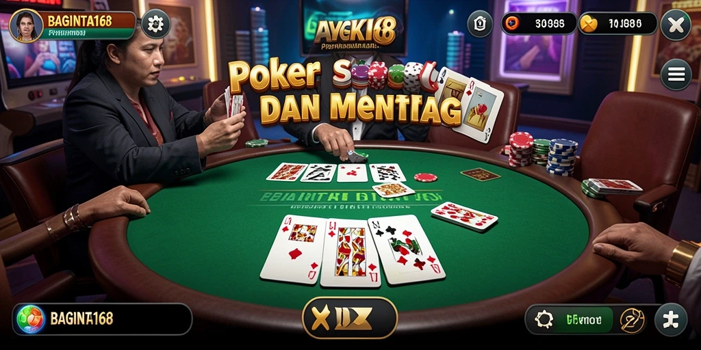 Tampilan gameplay yang menarik di BAGINTA168 untuk Poker.
