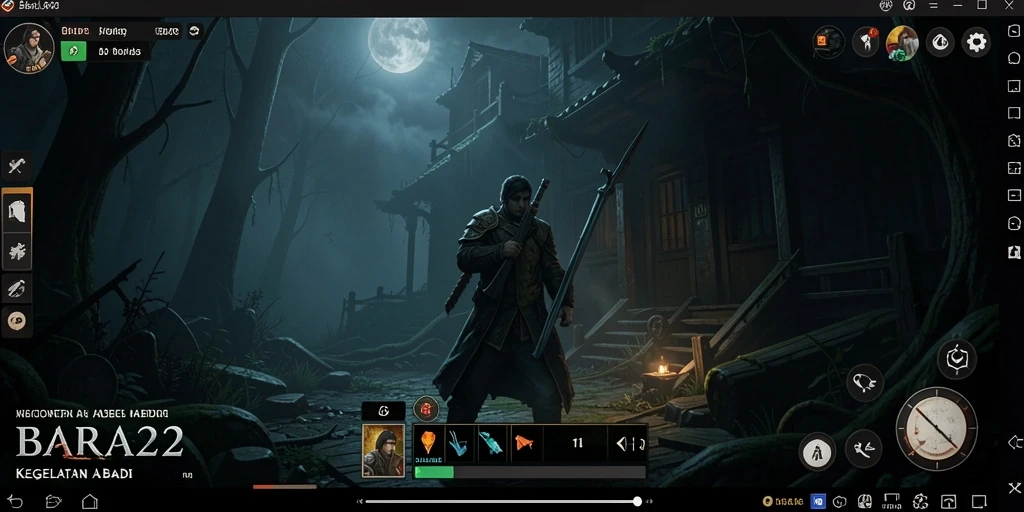 Tangkapan layar menampilkan gameplay menakutkan BARA22 yang penuh dengan kegelapan.