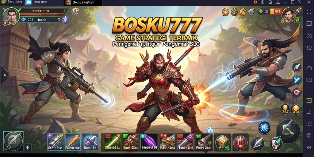 Screenshot utama BOSKU777 menampilkan aksi seru dalam gameplay SLG.