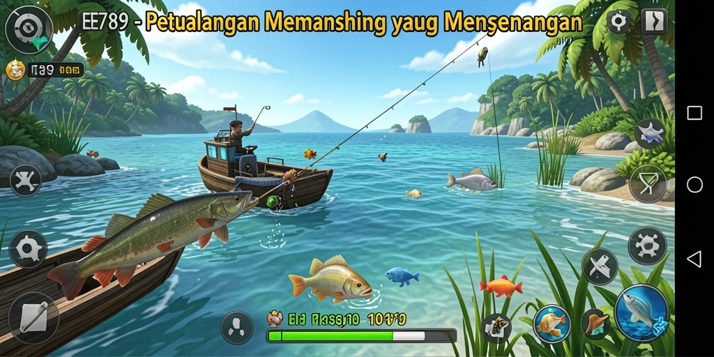 Gameplay seru dalam EE789 yang menampilkan aksi memancing nyata.