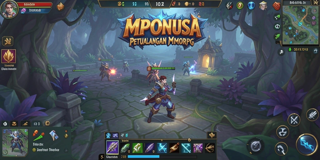 Screenshot gameplay MPONUSA menampilkan karakter beraksi di medan pertempuran yang epik.