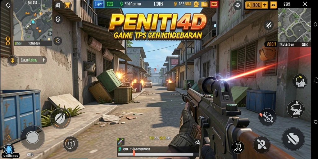 Screenshot gameplay PENITI4D menampilkan aksi menembak yang seru.