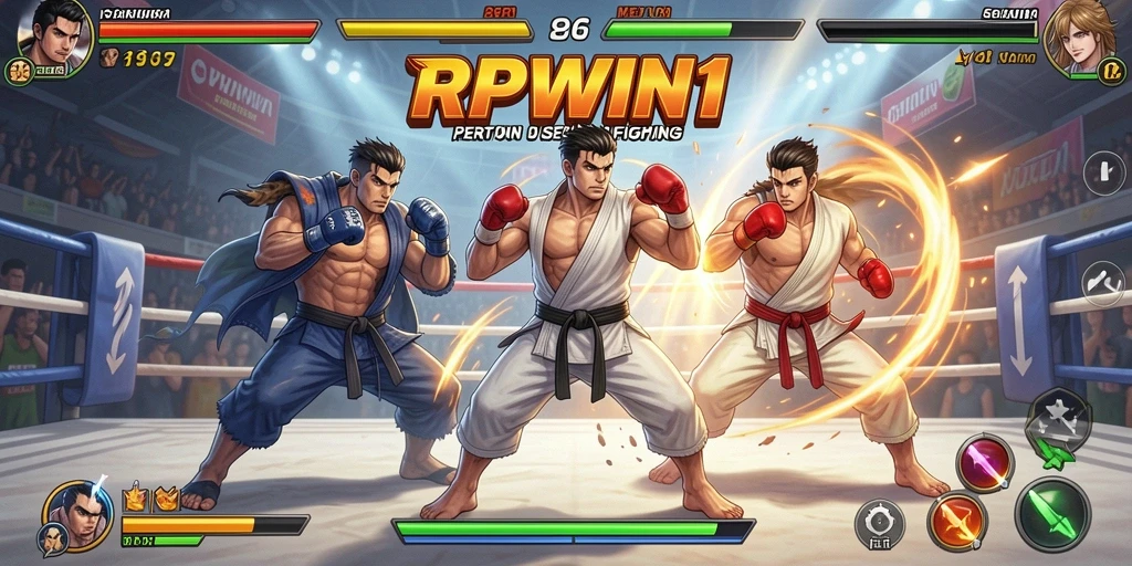 Screenshot menampilkan aksi pertarungan intens dalam RPWIN1.