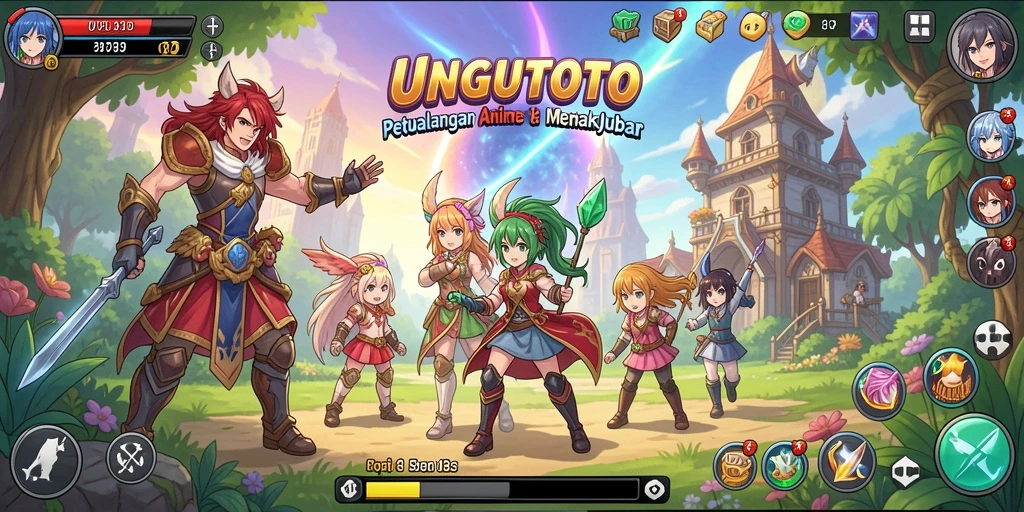 Screenshot UNGUTOTO menampilkan pertarungan karakter Anime yang dinamis.